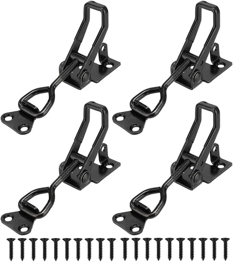 E-TING 4Pack Toggle Clamp Latch 397Lbs Holding Capacity 4002 Pull Latch Clamps Black Adjustable Quick Release Hasp Clamps for Smoker Cabinet Boxes Case Trunk Jig, Metal Toggle Latch Catch Set - Image 1